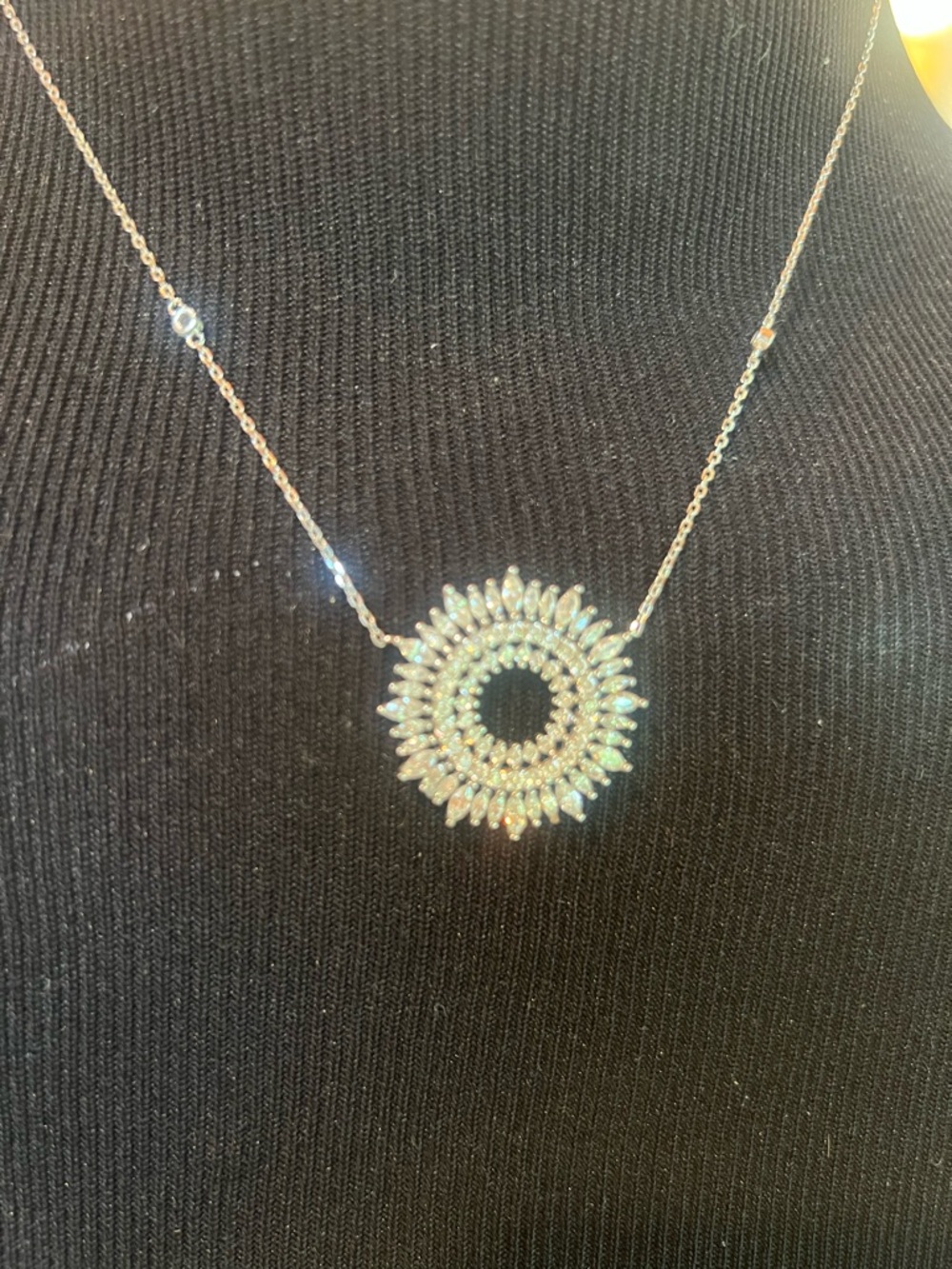 Radiant Silver Sunburst Crystal Necklace - Women's Jewelry